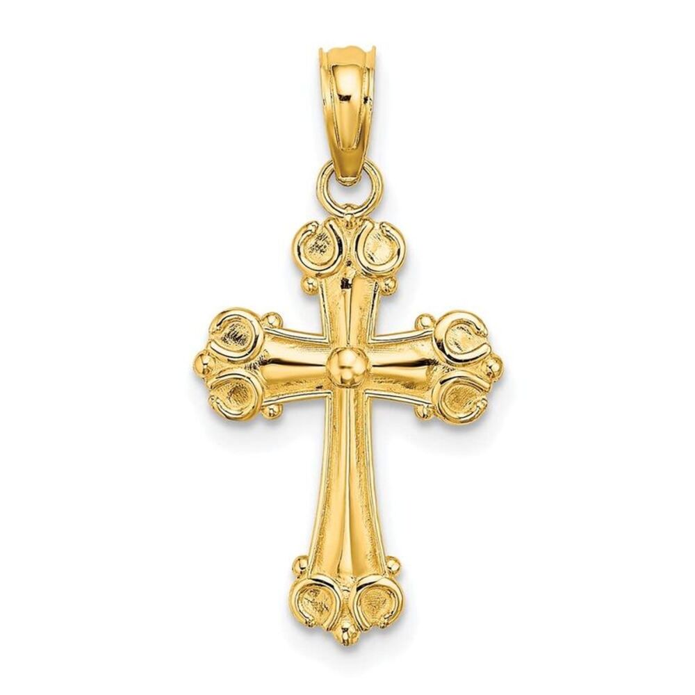10k Yellow Gold Cross W/ Scroll Tips & Button Cen… - image 6